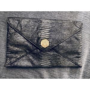 NEW Vince Camuto Gunmetal Leather Snake Embossed ( 6x9inch) Envelope Bag/ Snap